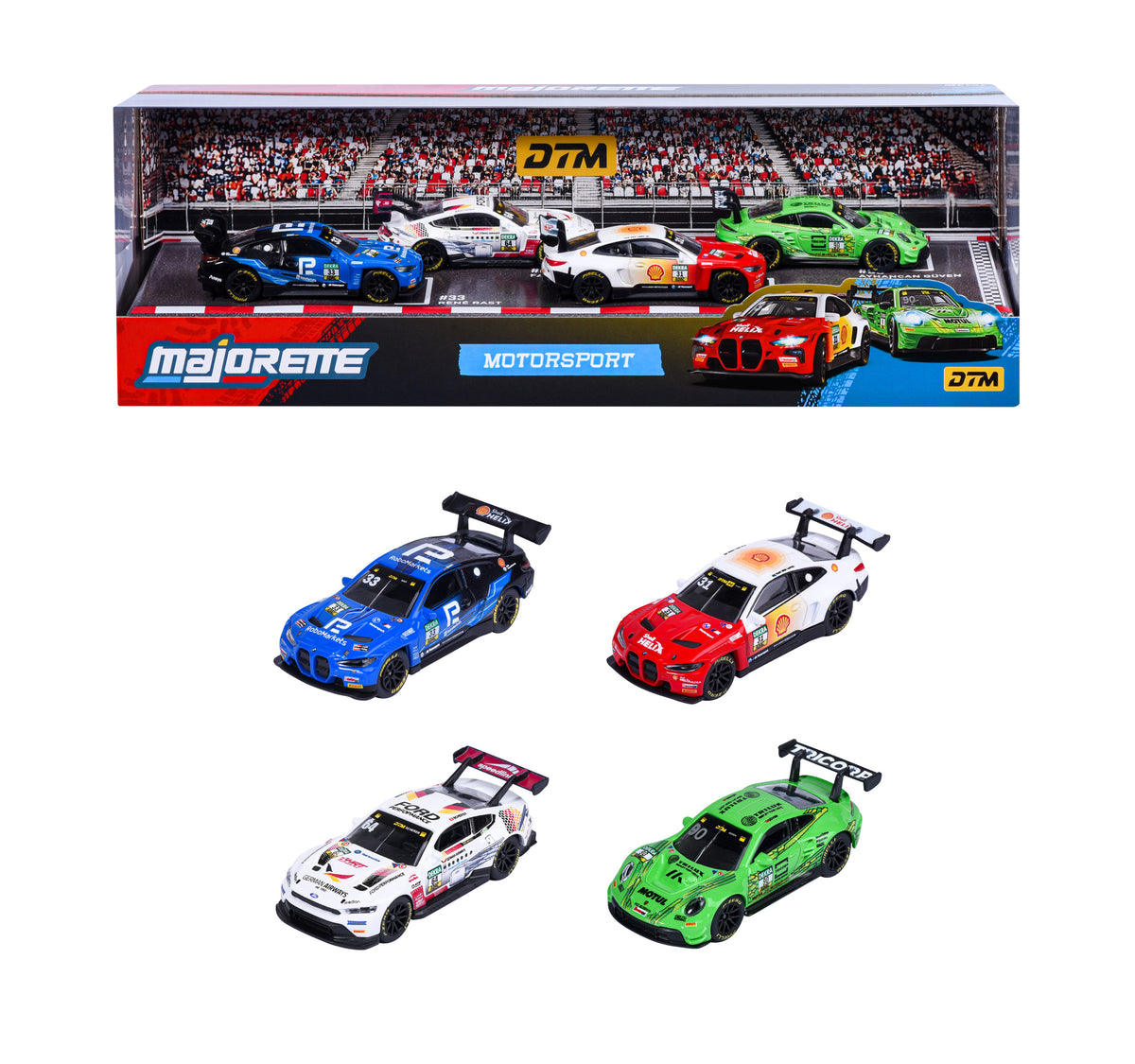 Majorette DTM Motorsport four-car gift pack MAJ82591 and its four included race cars