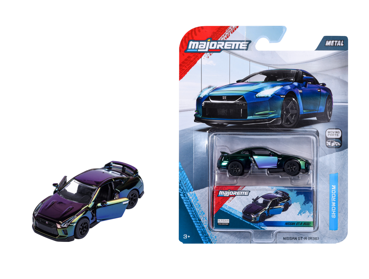 Majorette Showroom Deluxe Nissan GT-R R35 colour shift paint with opening doors and collector box