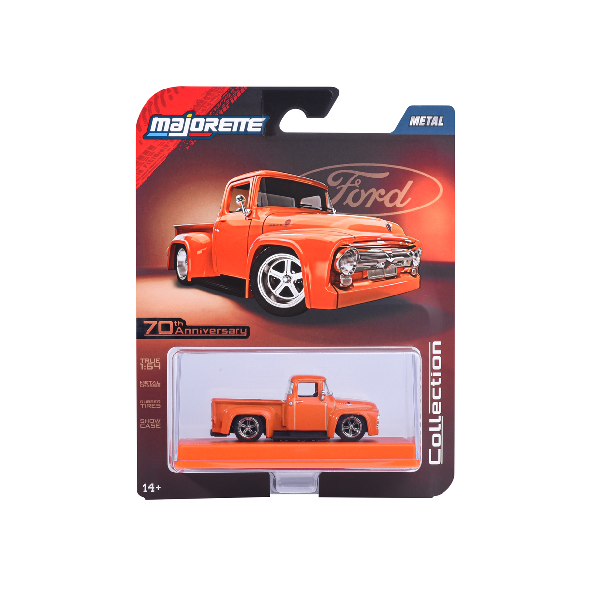 Majorette Collection Series 6 1956 Ford F-100 Orange 1:64 carded display case MJ81983
