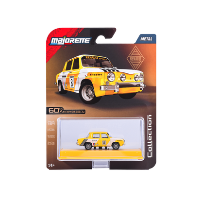 Majorette Collection Series 6 1966 Renault R8 Gordini Yellow / White 1:64 carded display case MJ82003