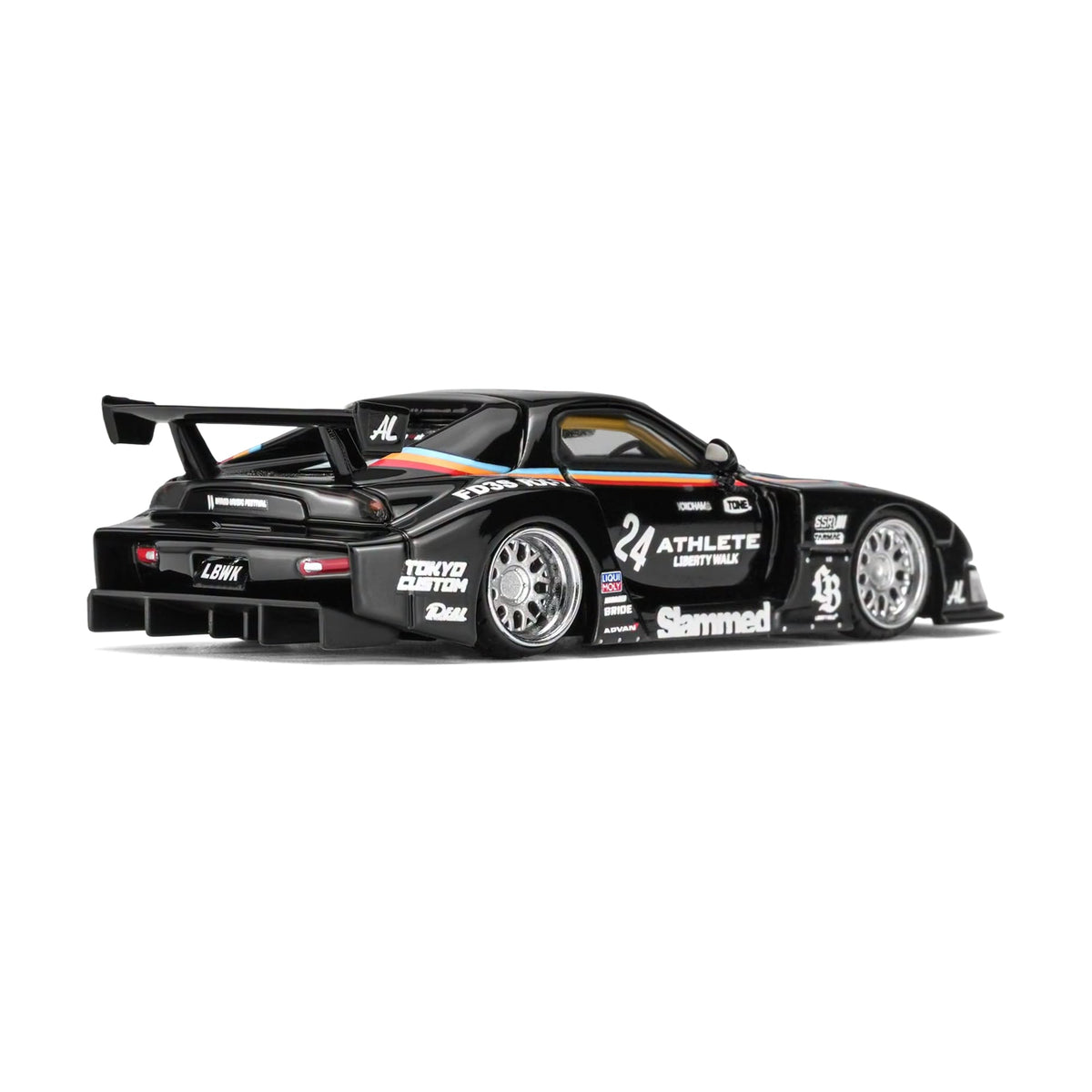Motorhelix 1:64 LB-Super Silhouette Mazda RX-7 FD3S Athlete – M61112 – rear three-quarter view