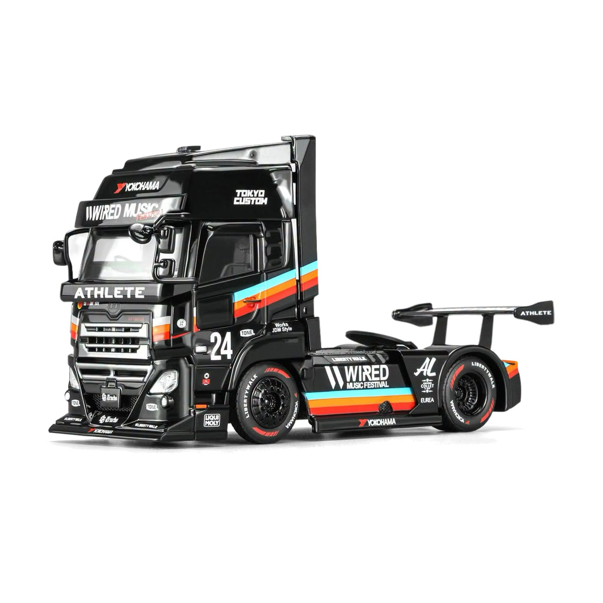 Motorhelix 1:64 LB Truck UD QUON Black Rainbow – M61205 – front three-quarter view