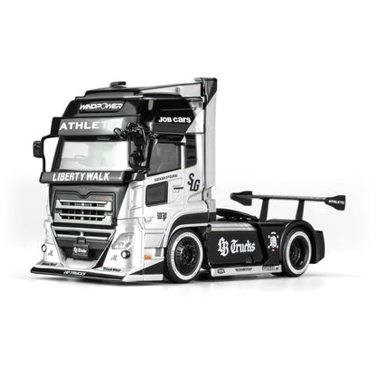 Motorhelix 1:64 LB Truck UD QUON Black & Silver – M61206 – front three-quarter view