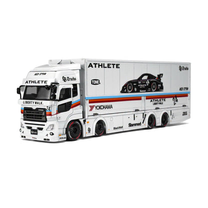 Motorhelix 1:64 LB Trucks UD Quon Cargo Athlete White – M61252 – front three-quarter view