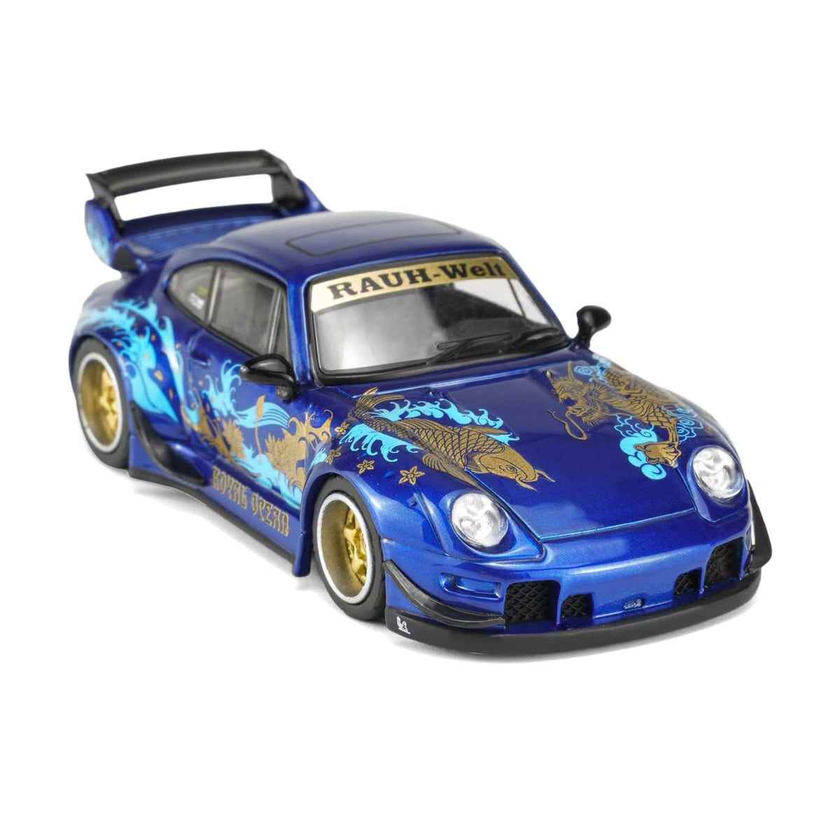 Motorhelix 1:64 RWB 993 Royal Ocean M62206 – elevated front view