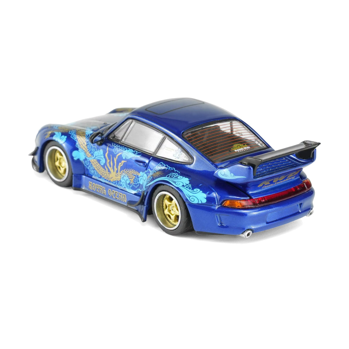 Motorhelix 1:64 RWB 993 Royal Ocean M62206 – elevated rear view