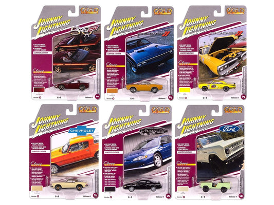 Johnny Lightning Classic Gold 2025 Release 1 Version B 1:64 Scale Die-Cast Metal Vehicle Set of 6
