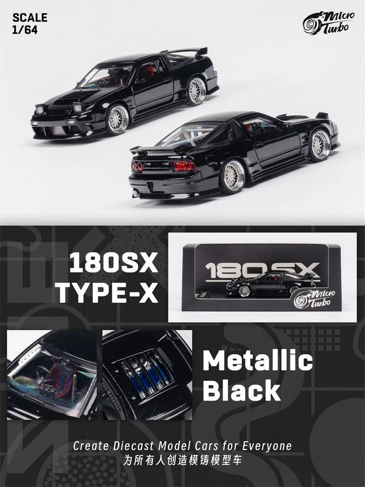 Micro Turbo 1:64 180SX TYPE X limited999 Metallic Black Diecast