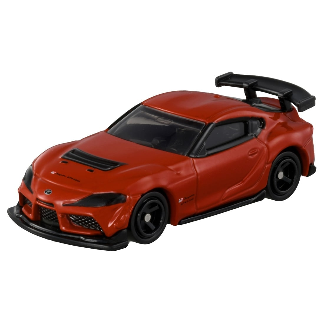 Tomica No.22 Toyota GR Supra GT4 EVO model, front three-quarter view