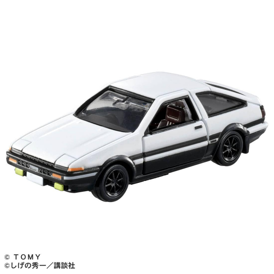 Tomica Premium Unlimited No.01 Initial D Toyota AE86 Trueno — Takumi Fujiwara model, front three-quarter view